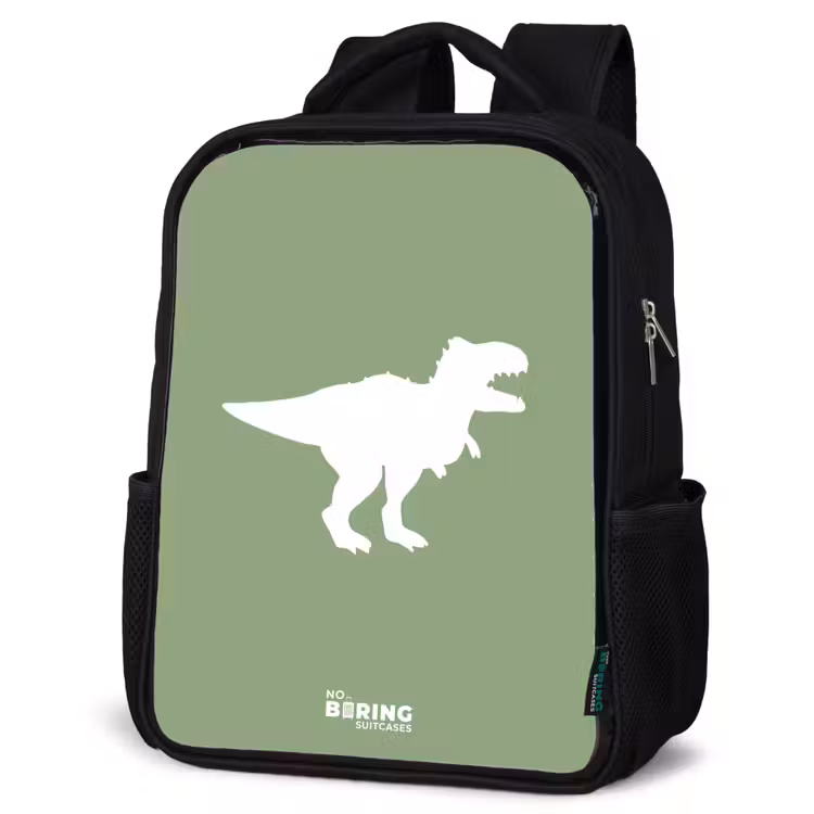 Sac à dos enfant - Noir - Vert avec le dino T-rex — 6