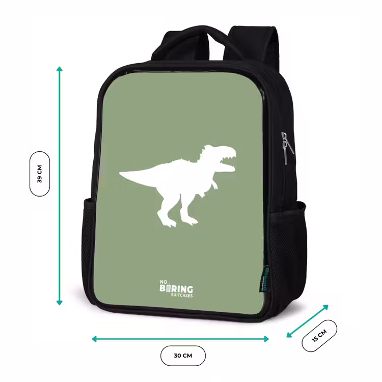 Sac à dos enfant - Noir - Vert avec le dino T-rex — 8