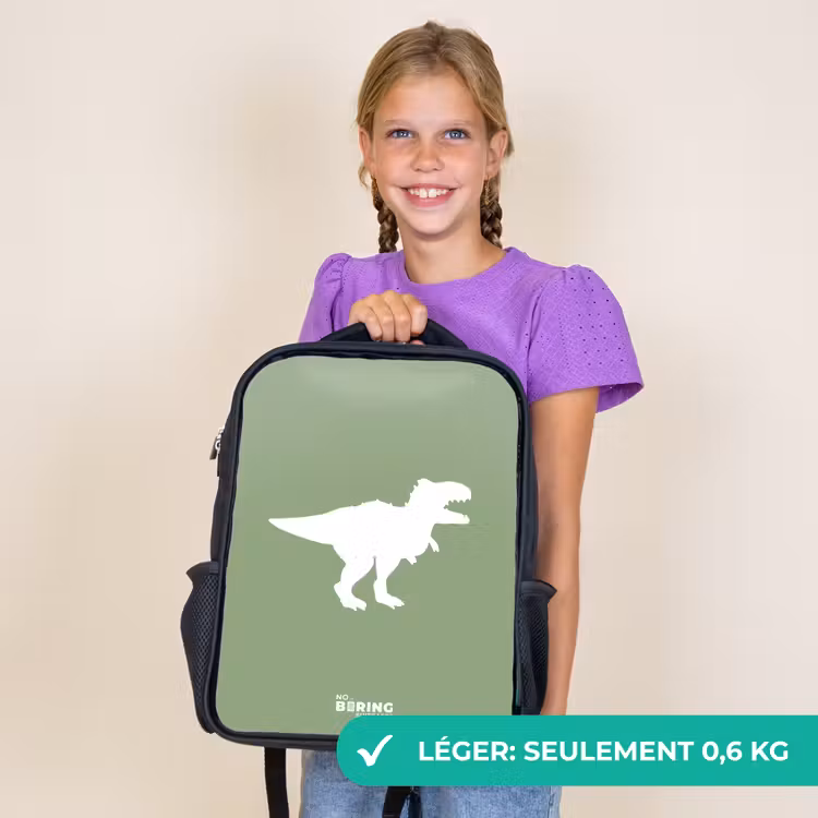 Sac à dos enfant - Noir - Vert avec le dino T-rex — 9