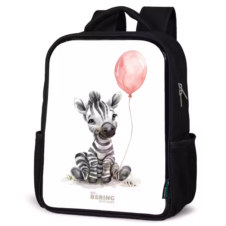 Sac à dos enfant - Noir - Zèbre avec ballon rose — 6