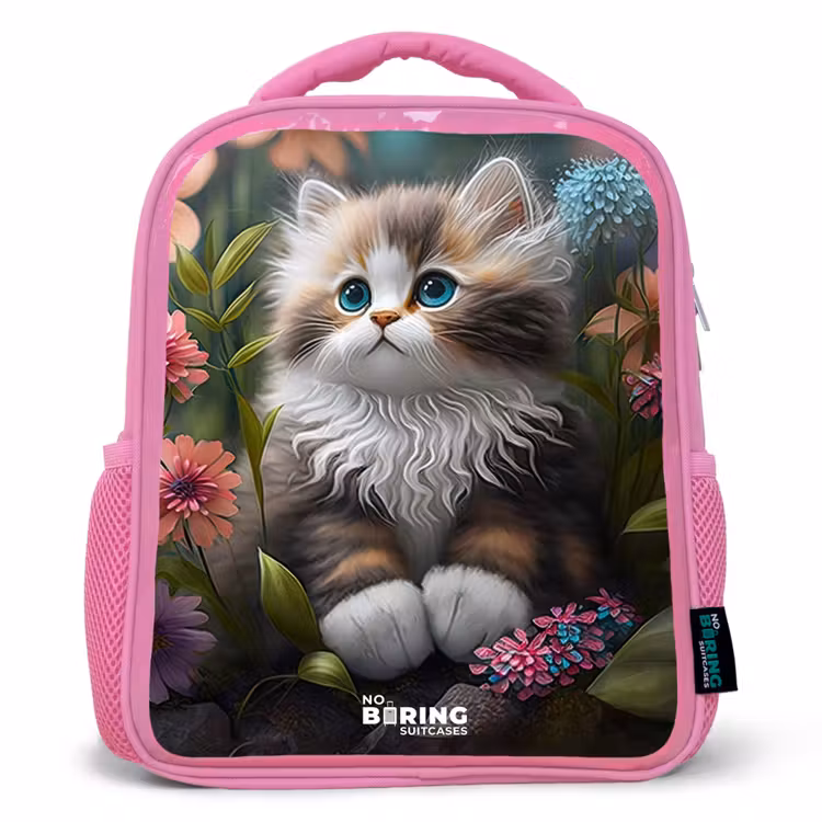Enfant sac à dos - Rose - Chaton parmi les fleurs — 1