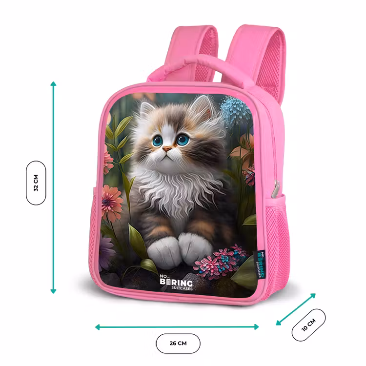 Enfant sac à dos - Rose - Chaton parmi les fleurs — 3
