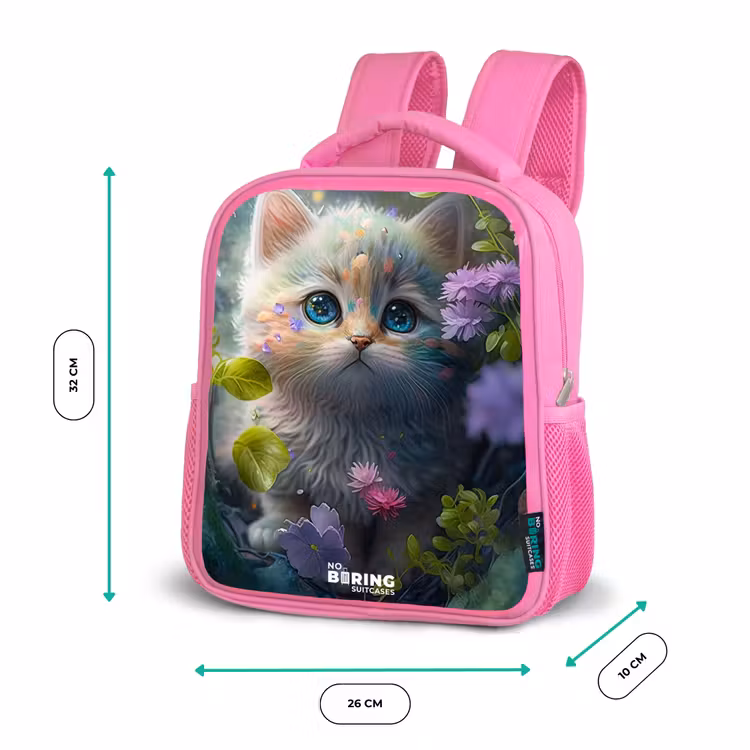 Enfant sac à dos - Rose - Chaton se cachant derrière des fleurs — 3