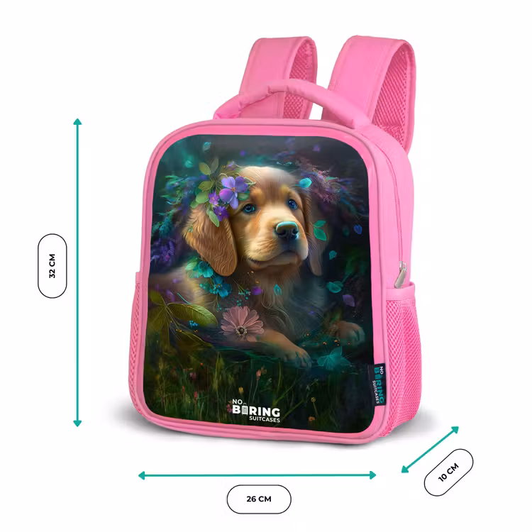 Enfant sac à dos - Rose - Chien brun parmi les fleurs — 3