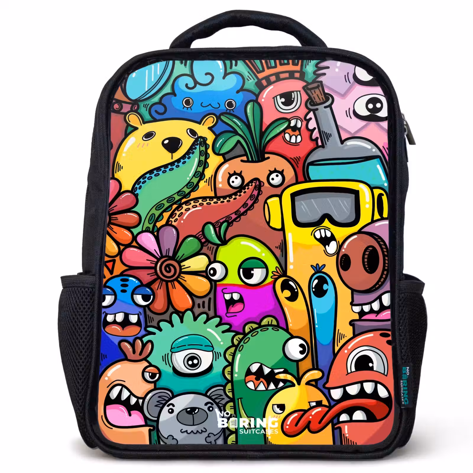 Sac à dos enfant - Noir - Motif expressif et chargé avec des monstres — 1