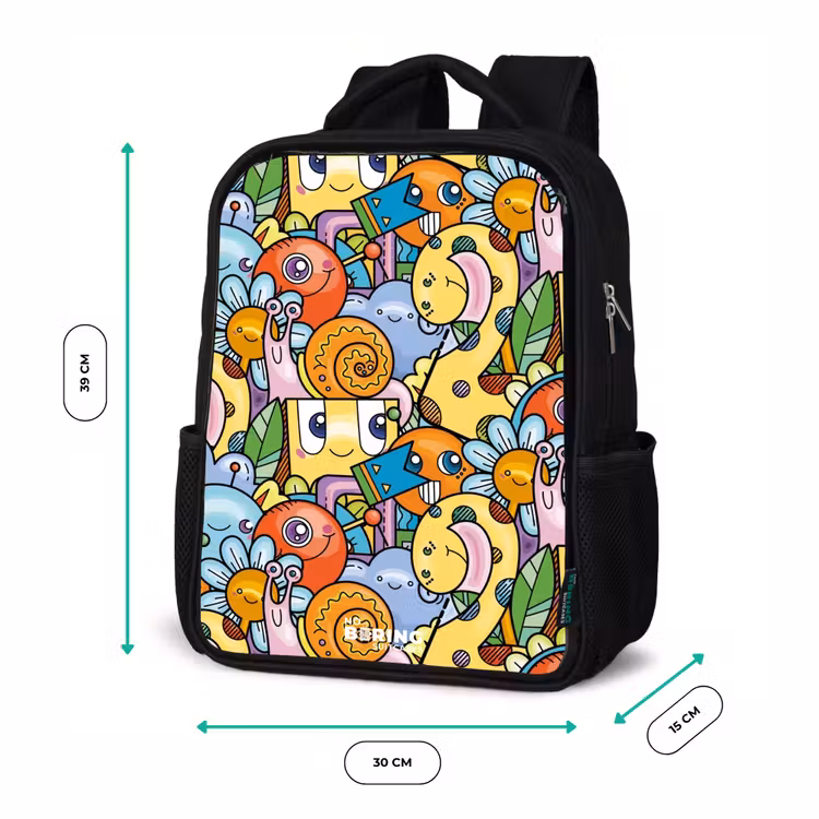 Sac à dos enfant - Noir - Dessin animé de différentes créatures et visages — 8