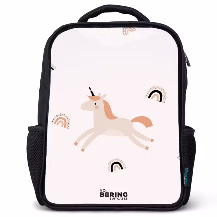 Sac à dos enfant - Noir - Licorne à la crinière orange — 1