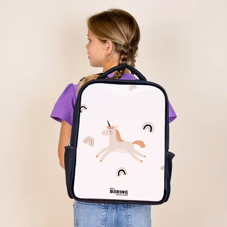 Sac à dos enfant - Noir - Licorne à la crinière orange — 4