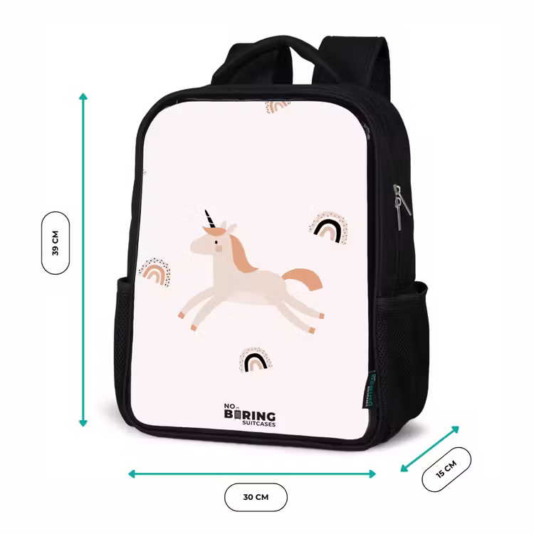Sac à dos enfant - Noir - Licorne à la crinière orange — 8