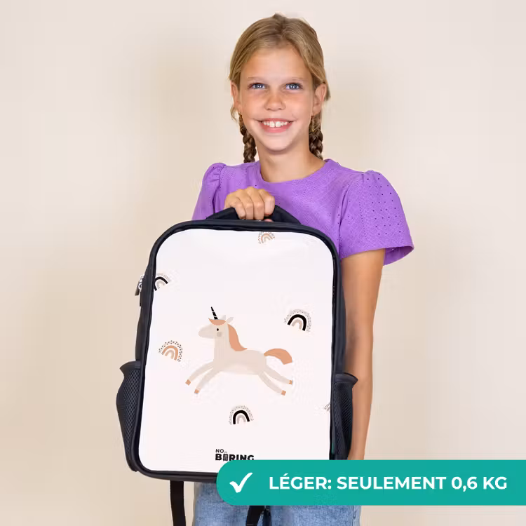 Sac à dos enfant - Noir - Licorne à la crinière orange — 9