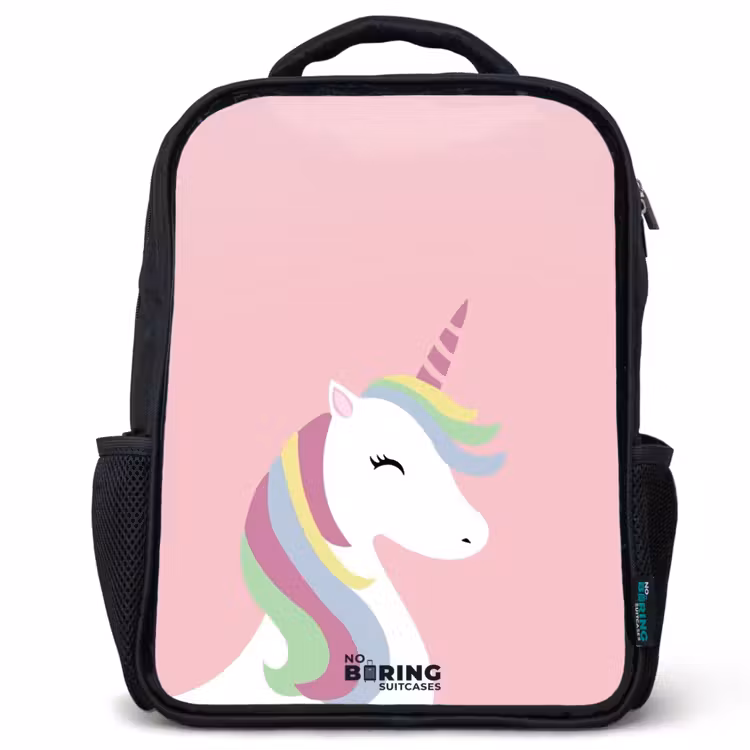 Sac à dos enfant - Noir - Licorne de dessin animé avec crinière arc-en-ciel — 1