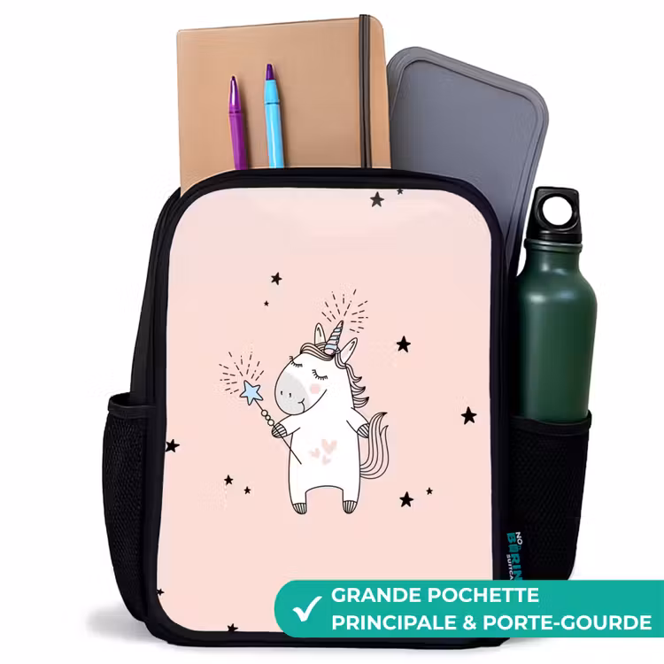 Sac à dos enfant - Noir - Licorne signée avec baguette magique — 10