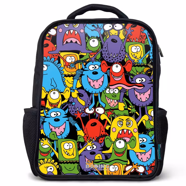 Sac à dos enfant - Noir - Monstres aux couleurs vives — 1