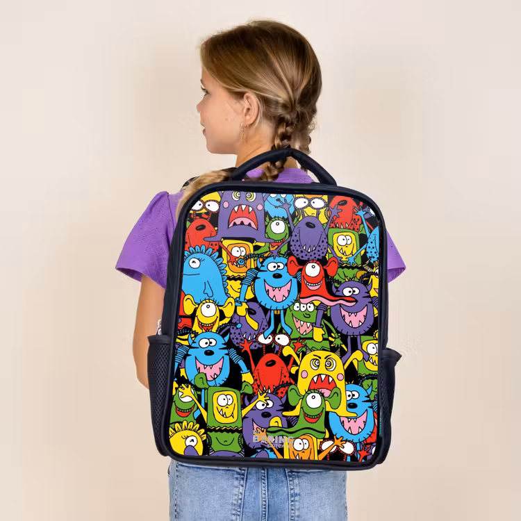 Sac à dos enfant - Noir - Monstres aux couleurs vives — 4