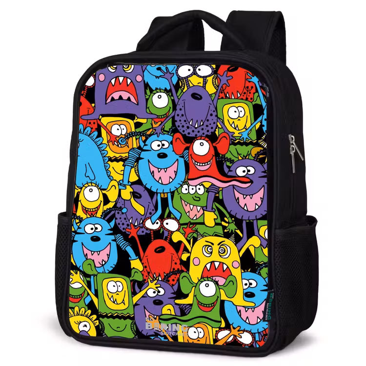 Sac à dos enfant - Noir - Monstres aux couleurs vives — 6