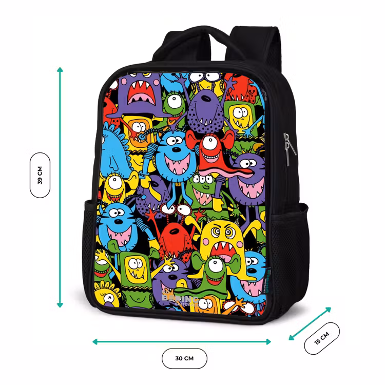 Sac à dos enfant - Noir - Monstres aux couleurs vives — 8