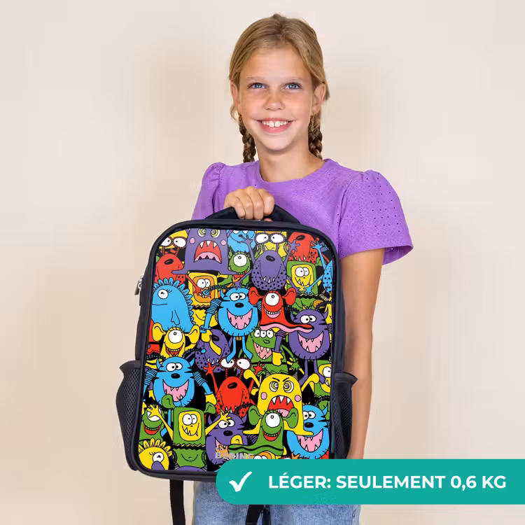 Sac à dos enfant - Noir - Monstres aux couleurs vives — 9