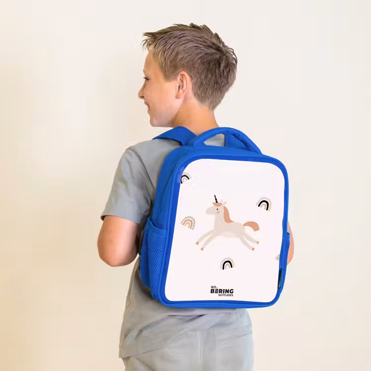 Sac à dos enfant - Bleu - Licorne à la crinière orange — 2
