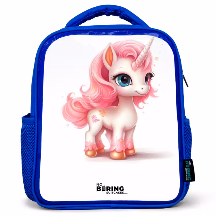Sac à dos enfant - Bleu - Licorne à la crinière rose — 1