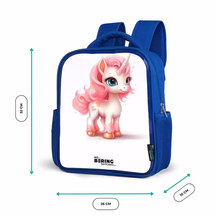 Sac à dos enfant - Bleu - Licorne à la crinière rose — 6