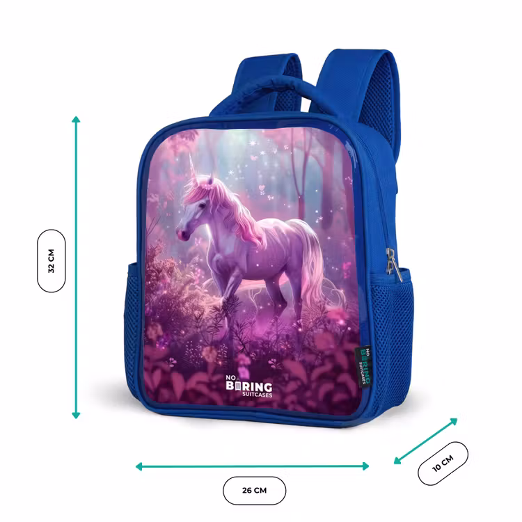 Sac à dos enfant - Bleu - Licorne entourée de nature violette — 6