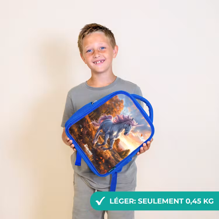 Sac à dos enfant - Bleu - Licorne galopante dans le monde de l'automne — 3
