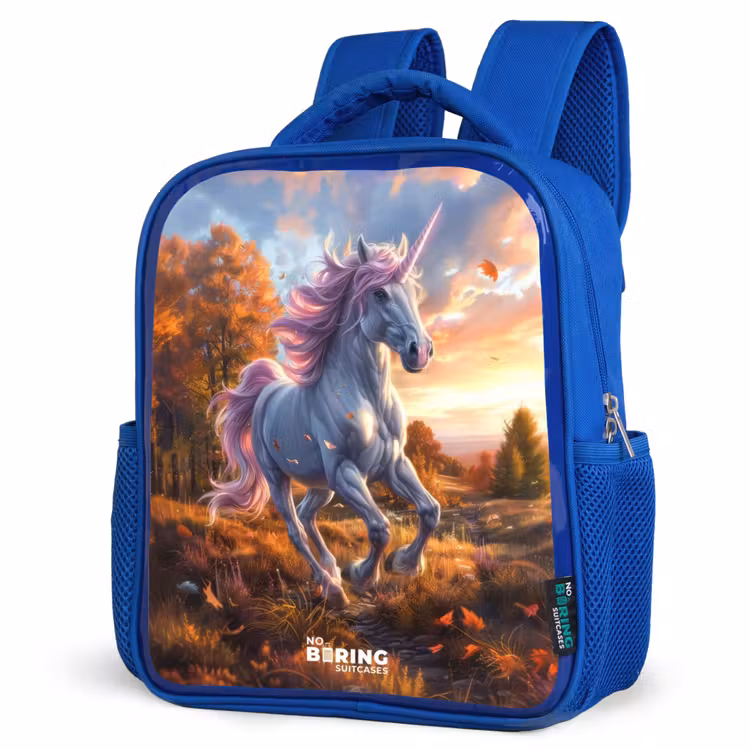 Sac à dos enfant - Bleu - Licorne galopante dans le monde de l'automne — 7