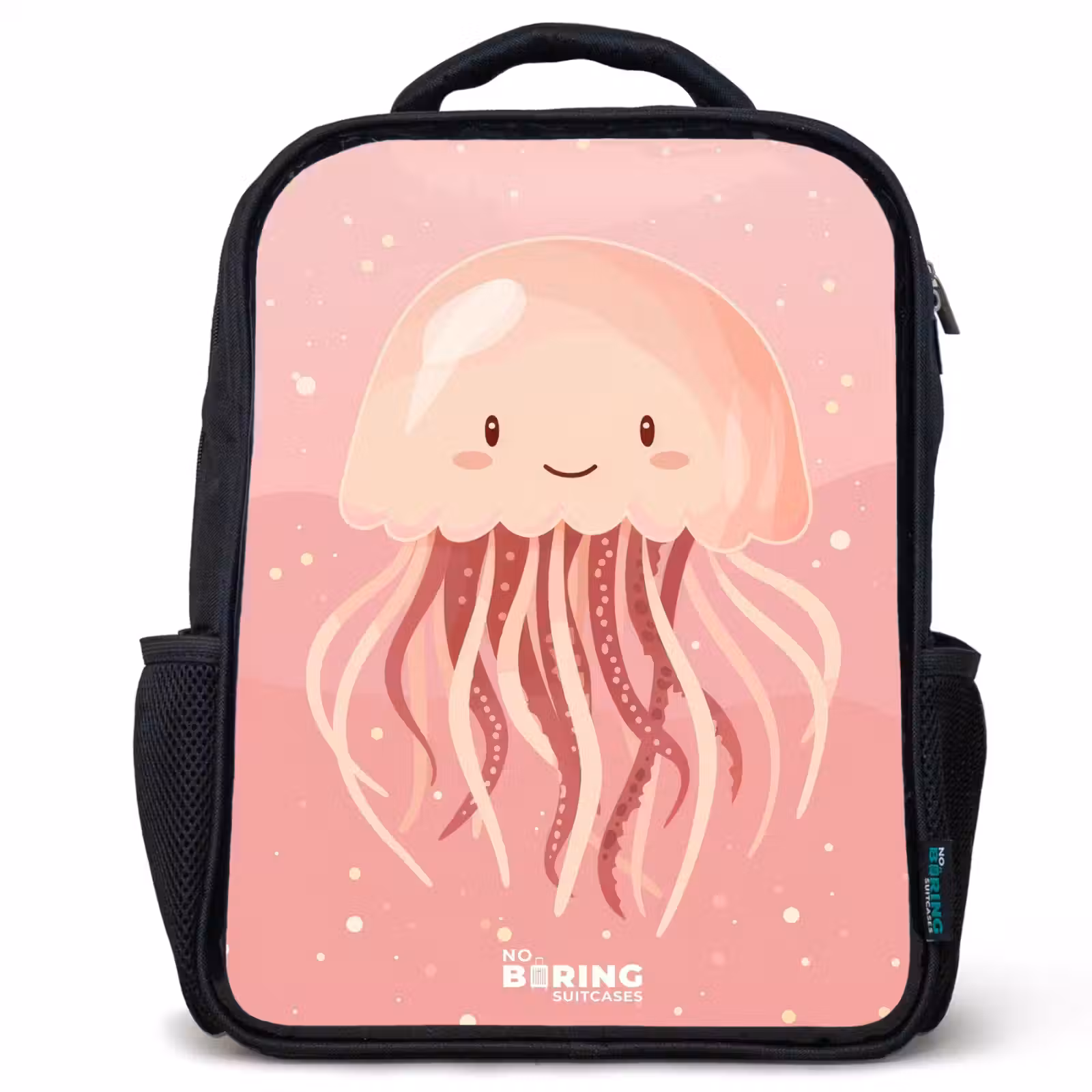 Sac à dos enfant - Noir - Méduse rose avec visage — 1