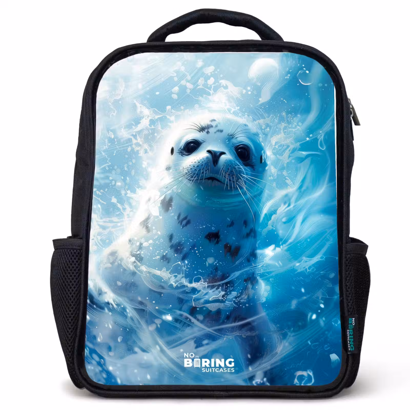 Sac à dos enfant - Noir - Phoque blanc dans l'eau — 1