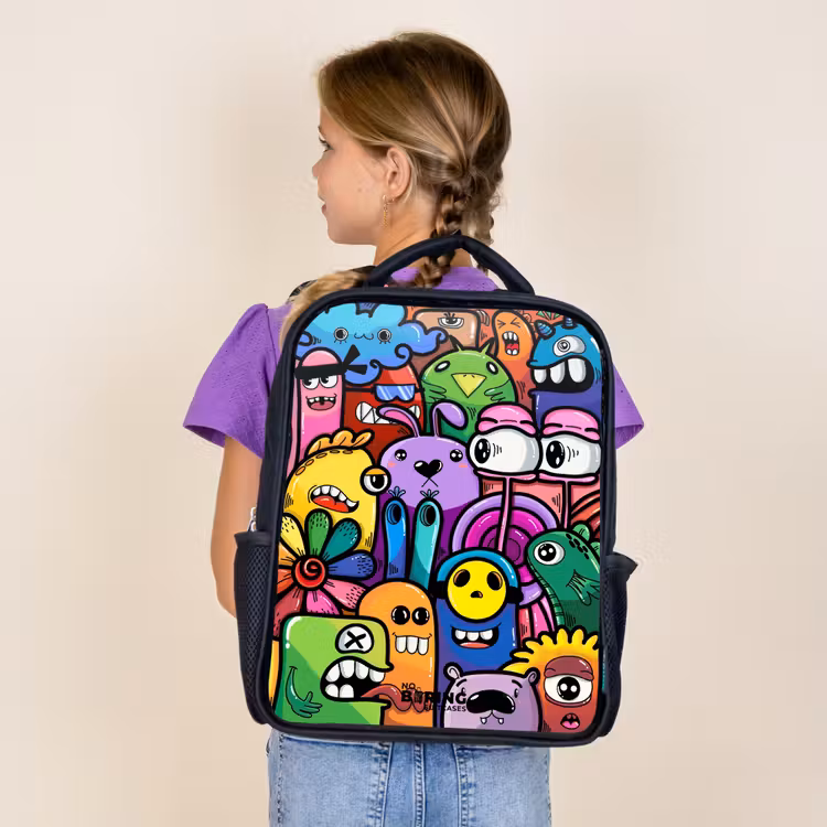Sac à dos enfant - Noir - Des monstres colorés et amusants — 4
