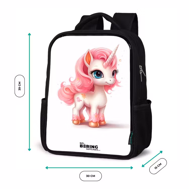 Sac à dos enfant - Noir - Licorne à la crinière rose — 8