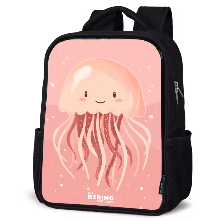 Sac à dos enfant - Noir - Méduse rose avec visage — 6