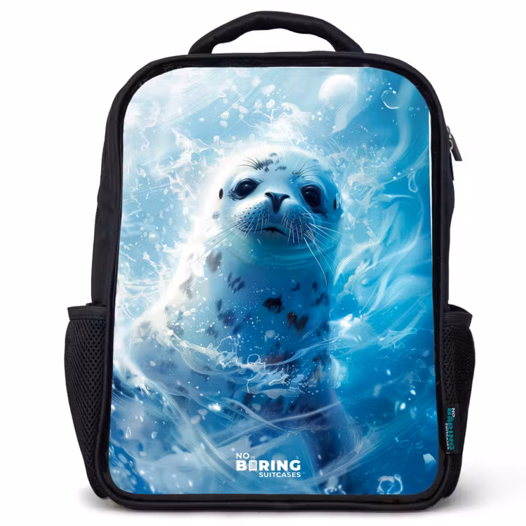 Sac à dos enfant - Noir - Phoque blanc dans l'eau — 1