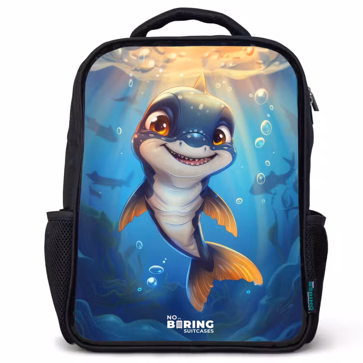 Sac à dos enfant - Noir - Requin avec le visage dans l'eau — 1