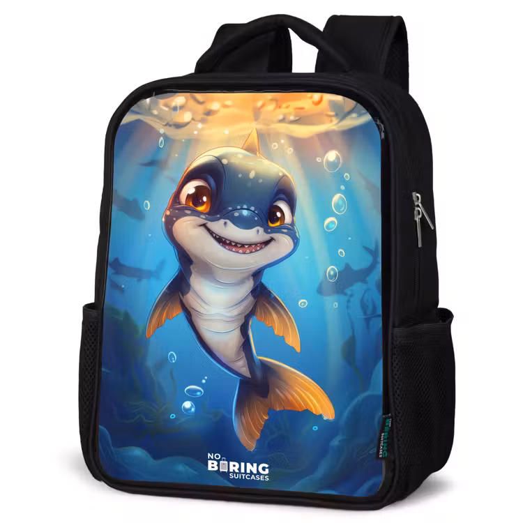 Sac à dos enfant - Noir - Requin avec le visage dans l'eau — 6