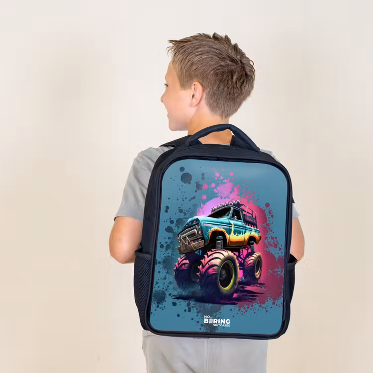 Sac à dos enfant - Noir - Roues de monstre — 2