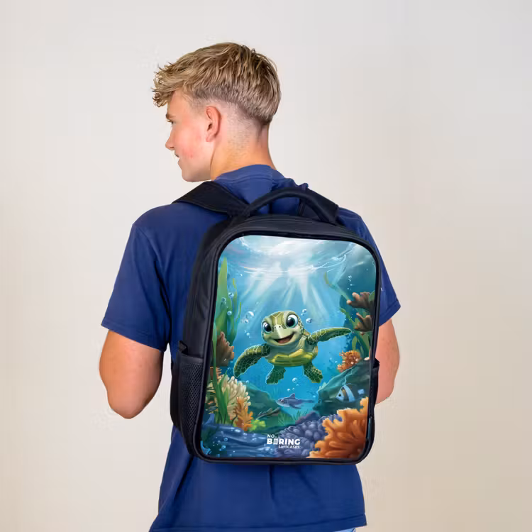 Sac à dos enfant - Noir - Tortue verte en train de nager — 5