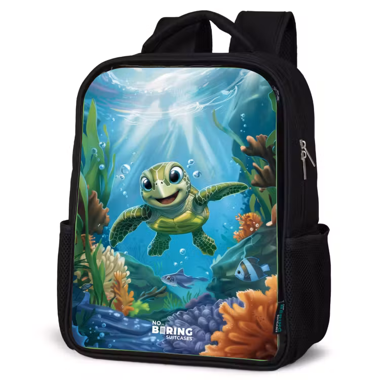 Sac à dos enfant - Noir - Tortue verte en train de nager — 6