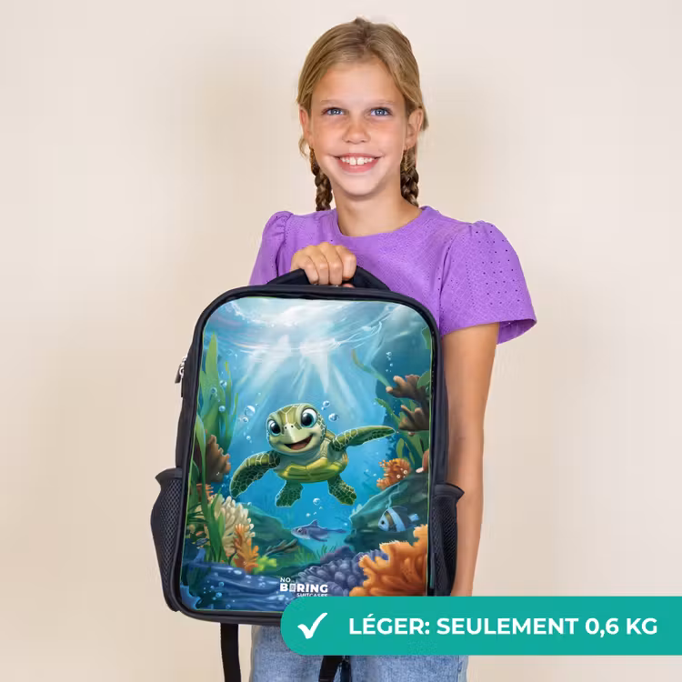 Sac à dos enfant - Noir - Tortue verte en train de nager — 9