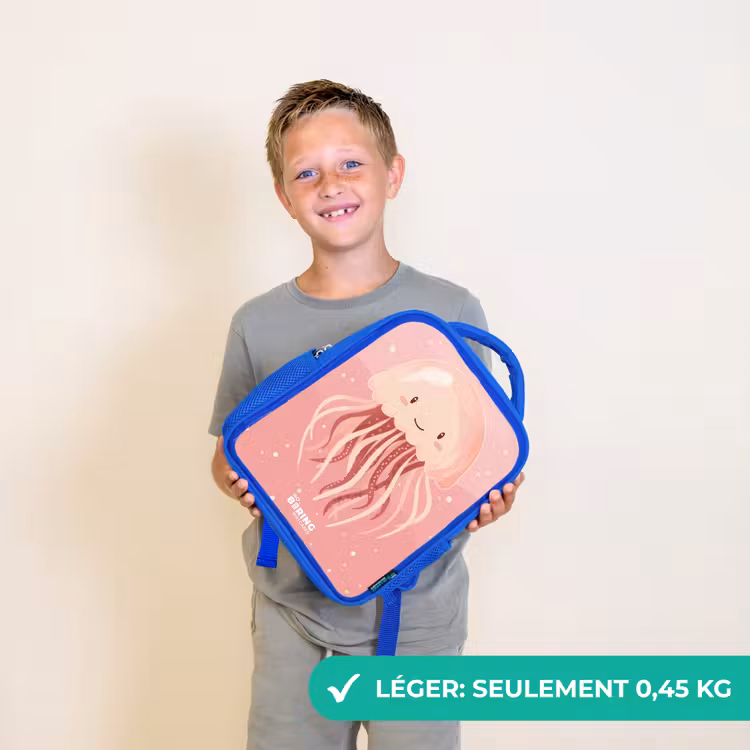Sac à dos enfant - Bleu - Méduse rose avec visage — 3