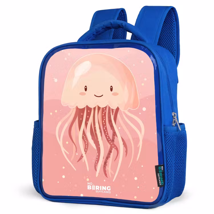 Sac à dos enfant - Bleu - Méduse rose avec visage — 7
