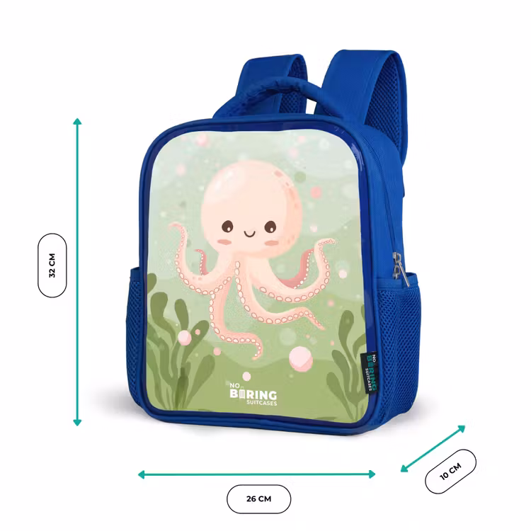 Sac à dos enfant - Bleu - Pieuvre rose avec un sourire — 6