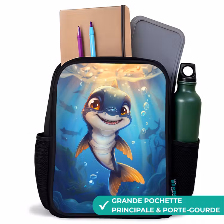 Sac à dos enfant - Requin avec le visage dans l'eau — 10
