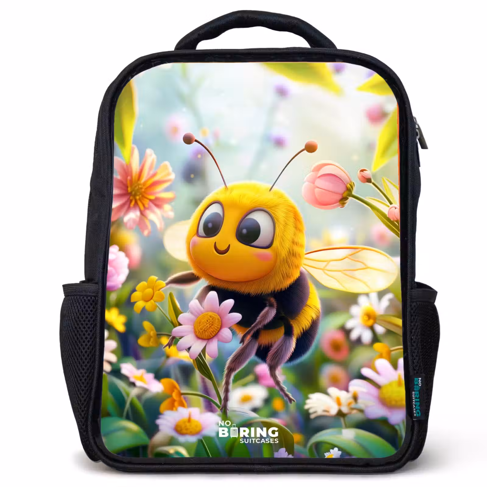 Sac à dos enfant - Noir - Abeille sur une fleur — 1
