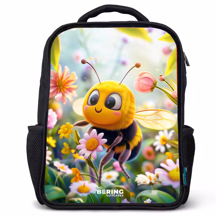 Sac à dos enfant - Noir - Abeille sur une fleur — 1