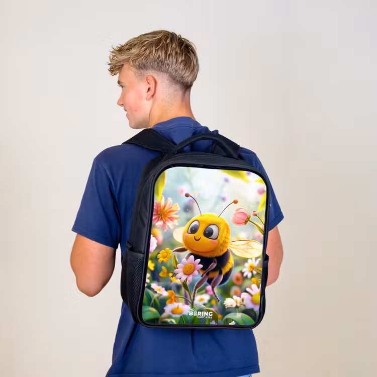 Sac à dos enfant - Noir - Abeille sur une fleur — 5