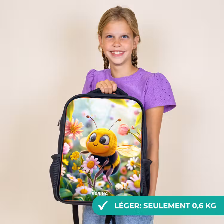 Sac à dos enfant - Noir - Abeille sur une fleur — 9