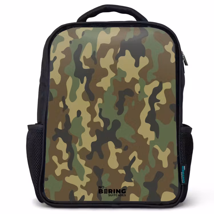 Sac à dos enfant - Noir - Camouflage vert avec couleur sable — 1