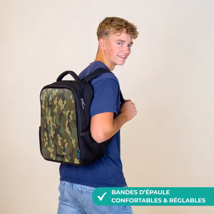 Sac à dos enfant - Noir - Camouflage vert avec couleur sable — 11