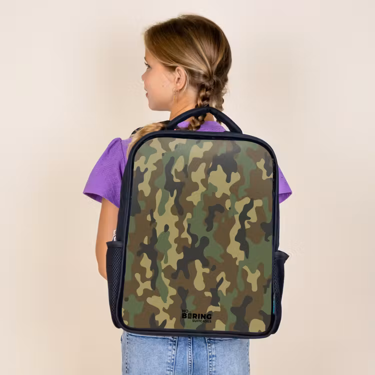 Sac à dos enfant - Noir - Camouflage vert avec couleur sable — 4